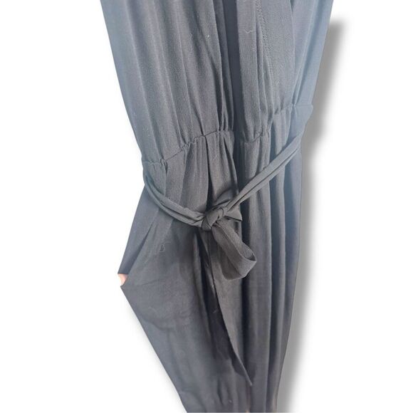 Diane Von Furstenberg Rawena Crossover V-Neck Black Jumpsuit Belted Tie Waist 4 - Picture 6 of 12